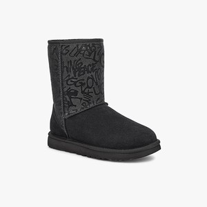 Ugg Classic Short Sparkle Graffiti Klassiska Stövlar Dam Svarta (276951XNY)